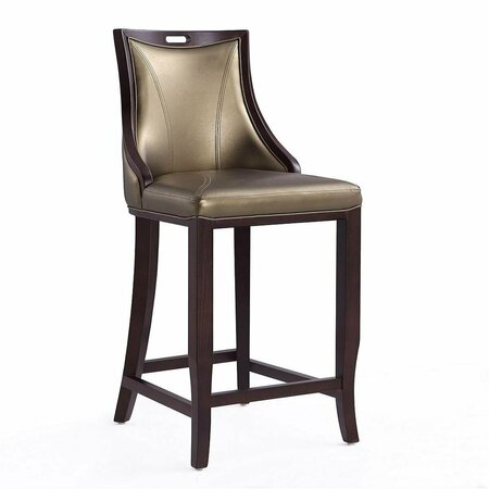 CELEBRACION Emperor Bronze & Walnut Beech Wood Bar Stool 41 x 19 x 22.5 in. CE1832605